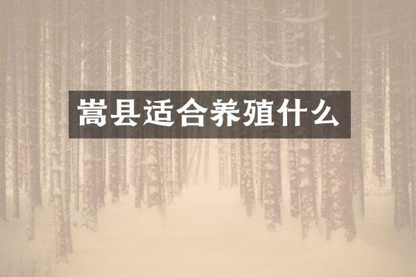 嵩县适合养殖什么