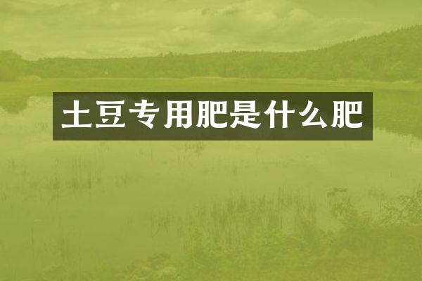 土豆专用肥是什么肥