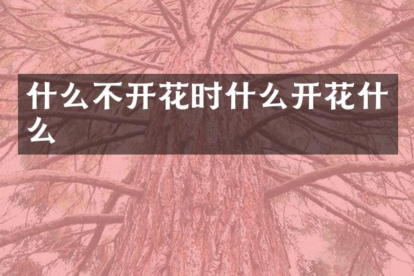 什么不开花时什么开花什么