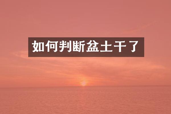 如何判断盆土干了