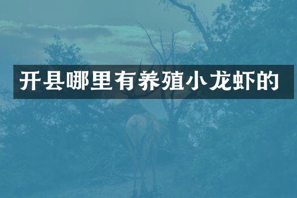 开县哪里有养殖小龙虾的