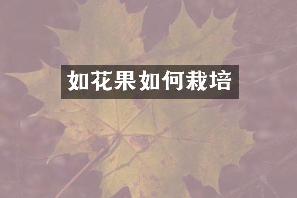 如花果如何栽培