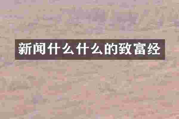 新闻什么什么的致富经