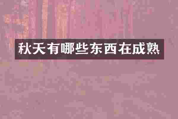 秋天有哪些东西在成熟