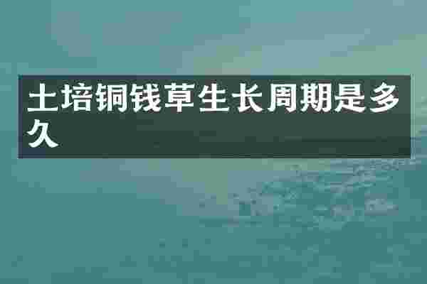 土培铜钱草生长周期是多久