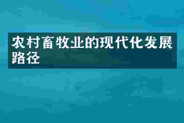 农村畜牧业的现代化发展路径