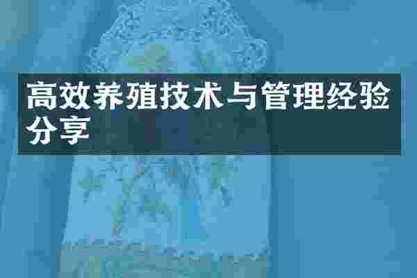 高效养殖技术与管理经验分享