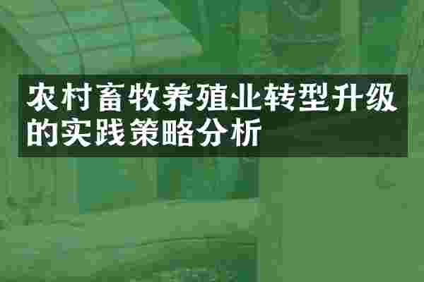 农村畜牧养殖业转型升级的实践策略分析