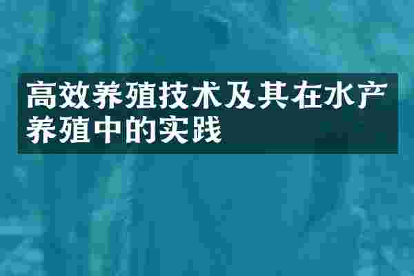 高效养殖技术及其在水产养殖中的实践