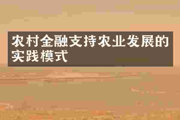 农村金融支持农业发展的实践模式