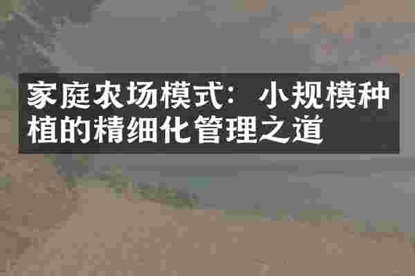 家庭农场模式：小规模种植的精细化管理之道