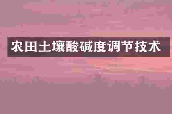 农田土壤酸碱度调节技术