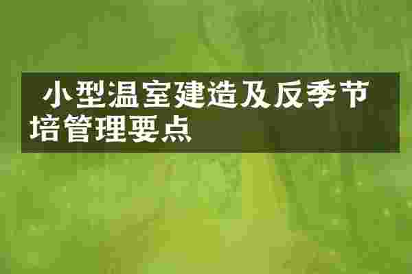  小型温室建造及反季节栽培管理要点