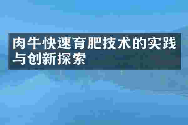 肉牛快速育肥技术的实践与创新探索