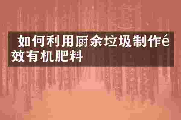  如何利用厨余垃圾制作高效有机肥料