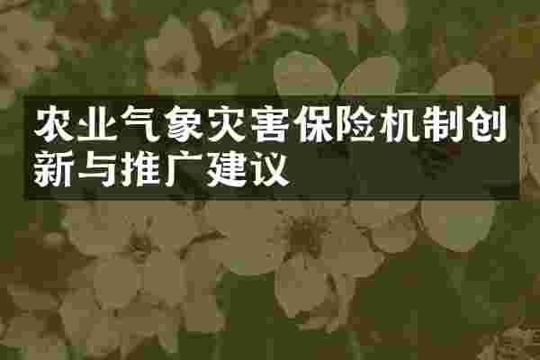 农业气象灾害保险机制创新与推广建议