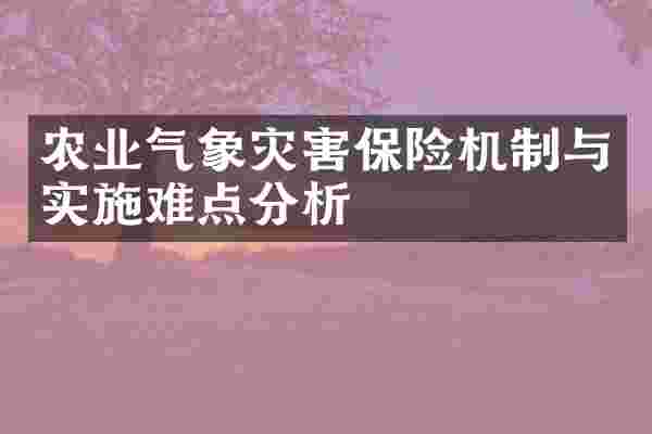 农业气象灾害保险机制与实施难点分析